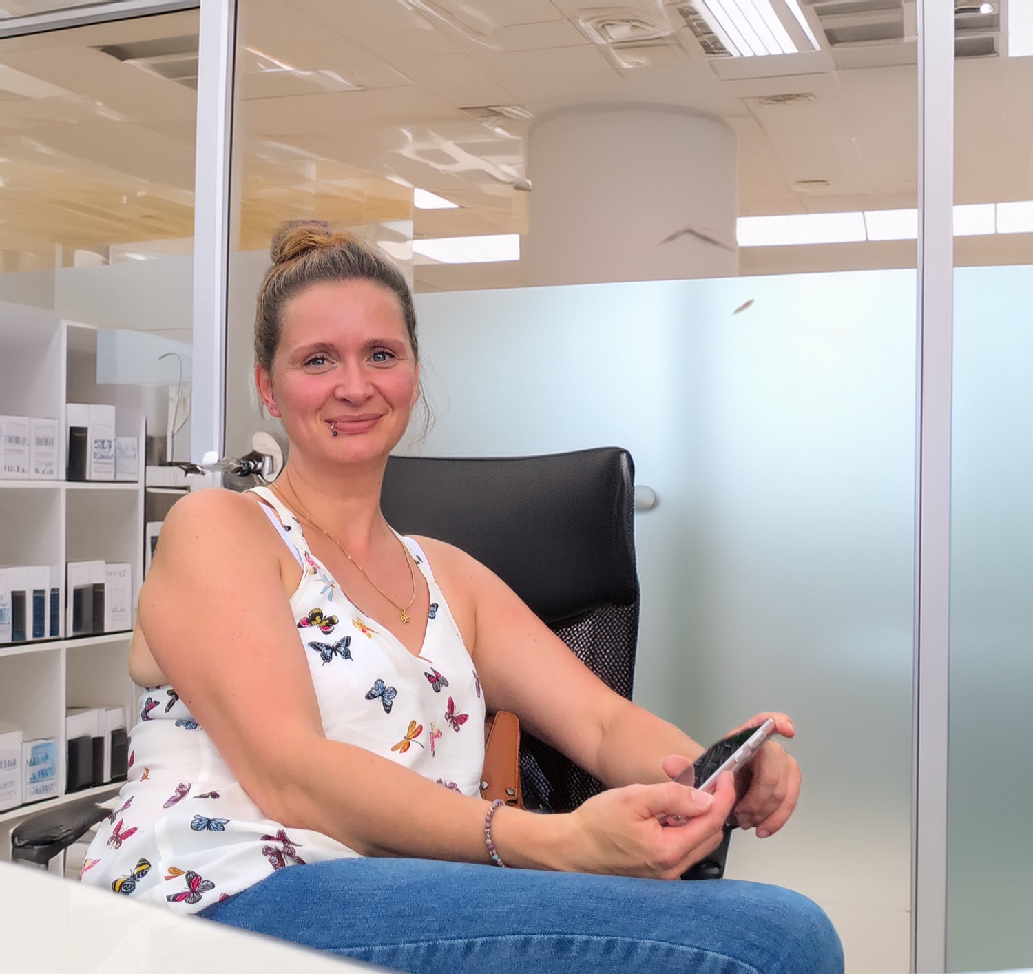 Visitenkarte von Steffis mobiler Fußpflege mit Strandmotiv